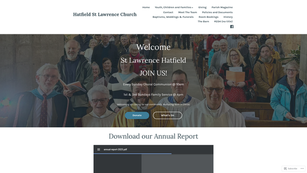 Screenshot of the The Parochial Church Council Of The Ecclesiastical Parish Of St. Lawrence's, Hatfield website