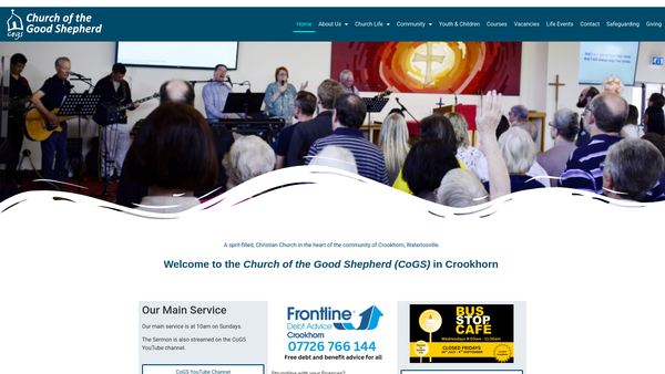 Screenshot of the The Parochial Church Council Of The Ecclesiastical Parish Of The Good Shepherd, Crookhorn website