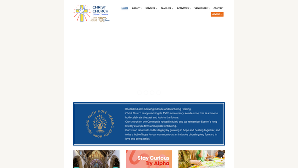 Screenshot of the The Parochial Church Council Of The Ecclesiastical Parish Of Christ Church Epsom Common website
