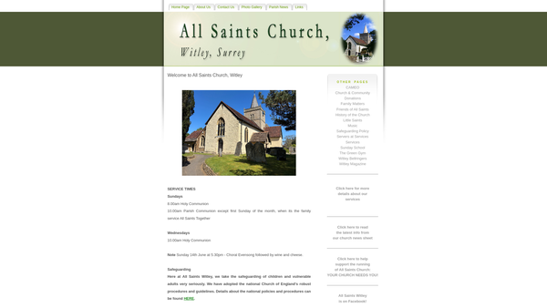 Screenshot of the The Parochial Church Council Of The Ecclesiastical Parish Of Witley In The Diocese Of Guildford website