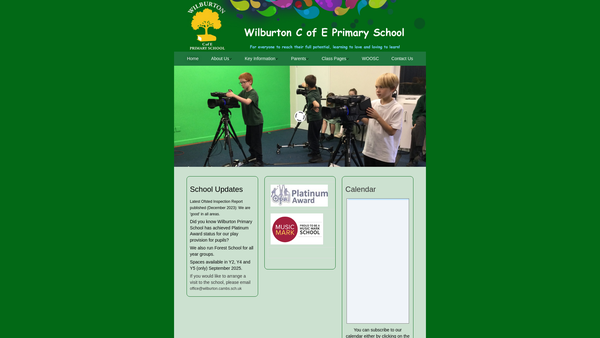 Screenshot of the Wilburton Out Of School Club website