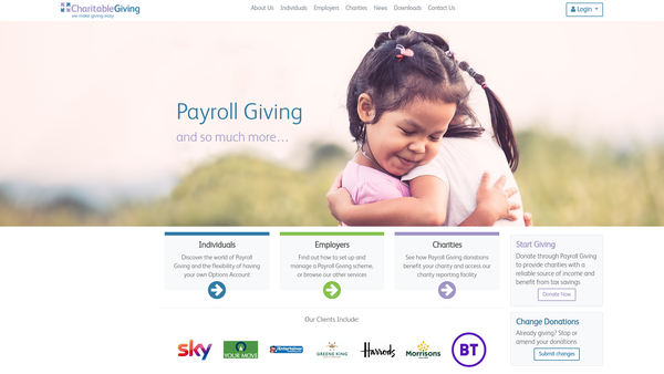 Screenshot of the Charitable Giving website