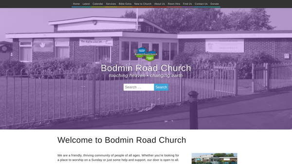 Screenshot of the Bodmin Road Church website