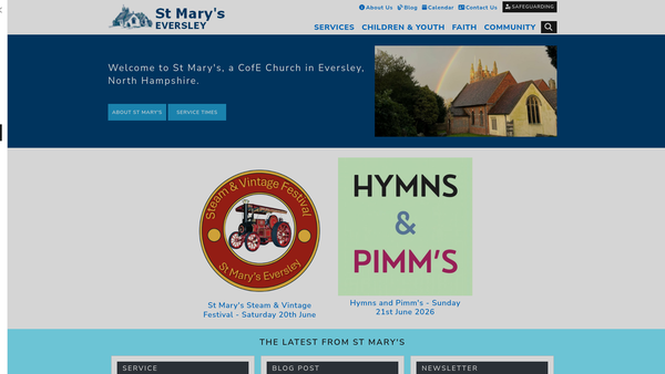 Screenshot of the The Parochial Church Council Of The Ecclesiastical Parish Of St Mary The Virgin, Eversley website