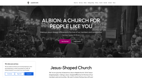 Screenshot of the Albion United Reformed Church Charity website