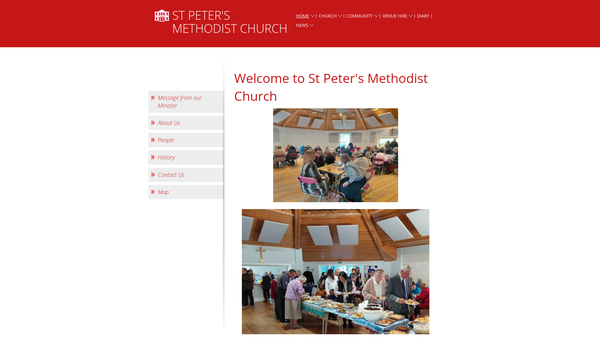 Screenshot of the St. Peter's Methodist Church Canterbury website