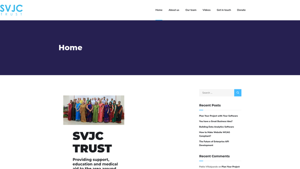 Screenshot of the Svjc Trust website