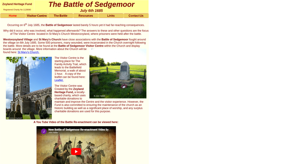 Screenshot of the Zoyland Heritage Fund website
