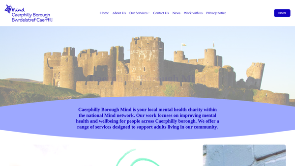 Screenshot of the Caerphilly Borough Mind website