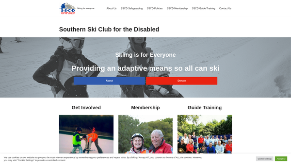 Screenshot of the Southern Ski Club For The Disabled website
