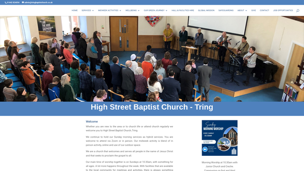 Screenshot of the High Street Baptist Church website