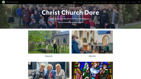 Screenshot of the The Parochial Church Council Of The Ecclesiastical Parish Of Christ Church Dore website