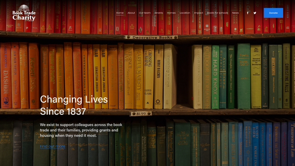 Screenshot of the The Book Trade Charity website