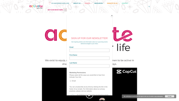Screenshot of the Activate Your Life website