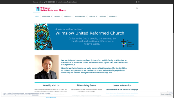 Screenshot of the Wilmslow United Reformed Church Charity website