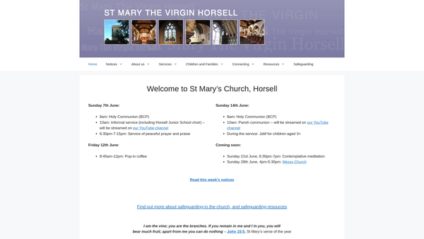 Screenshot of the The Parochial Church Council Of The Ecclesiastical Parish Of Horsell website