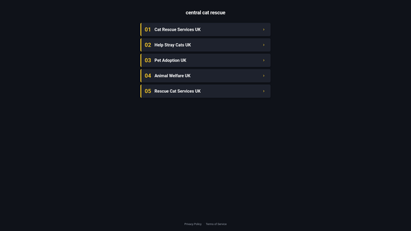 Screenshot of the Central Cat Rescue website