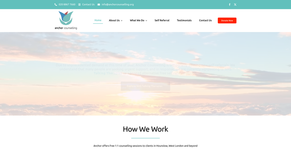 Screenshot of the Anchor-The Counselling Practice website
