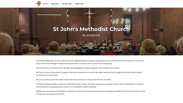Screenshot of the St Johns Methodist Church Bloxwich website