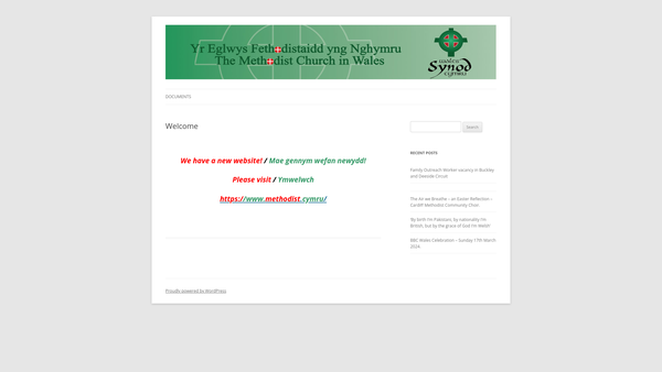 Screenshot of the Methodist Church In Wales - Wales Synod Cymru website