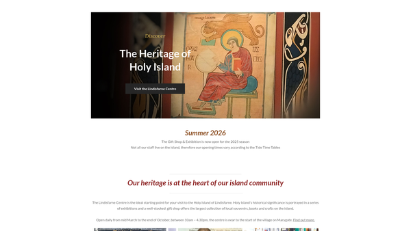 Screenshot of the Holy Island Of Lindisfarne Community Development Trust website