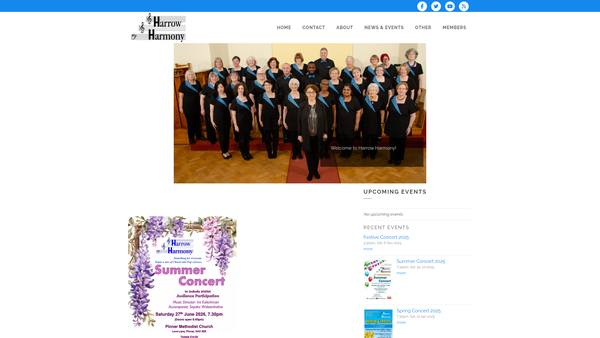 Screenshot of the Harrow Harmony website