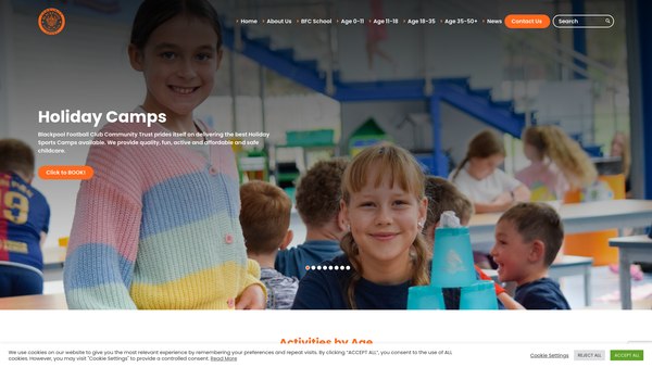 Screenshot of the Blackpool FC Community Trust website
