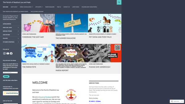 Screenshot of the The Parochial Church Council Of The Ecclesiastical Parish Of Badshot Lea And Hale website