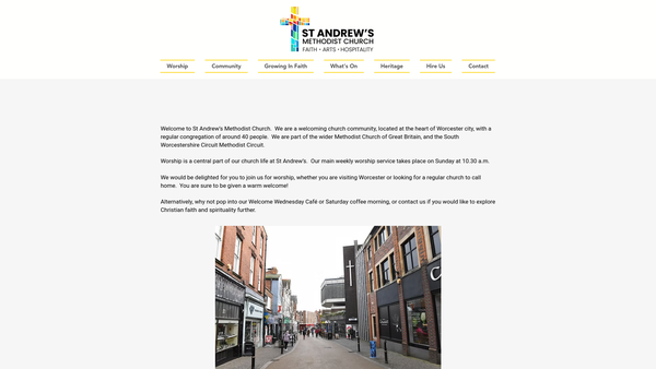 Screenshot of the St Andrew's Methodist Church Worcester website