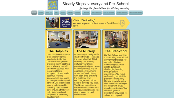 Screenshot of the Steady Steps Pre-School website