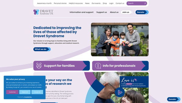 Screenshot of the Dravet Syndrome UK website