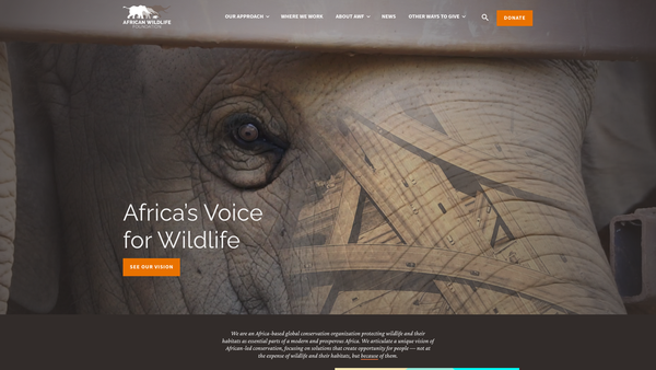 Screenshot of the African Wildlife Foundation website