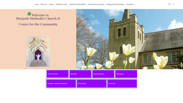 Screenshot of the Morpeth Methodist Church website