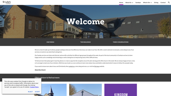 Screenshot of the The Parochial Church Council of the Ecclesiastical Parish of Cranham Park website