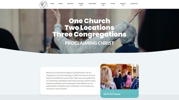 Screenshot of the Christ Church Paignton and St Paul Preston Joint Council website
