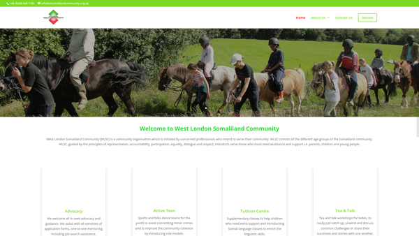 Screenshot of the West London Somaliland Community website