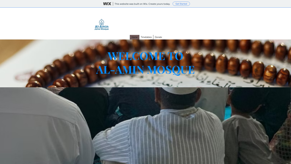 Screenshot of the Al- Amin Jame Mosque website