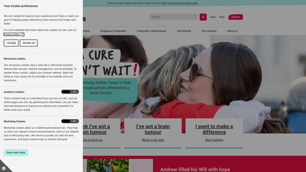 Screenshot of the Tbtf website