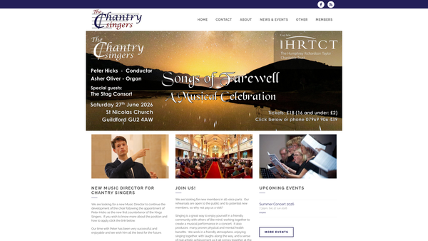 Screenshot of the The Chantry Singers (Guildford) website