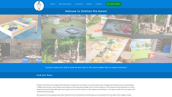 Screenshot of the Stretton Pre School website