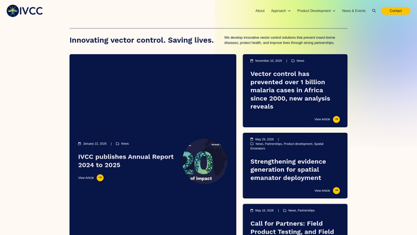 Screenshot of the Ivcc website