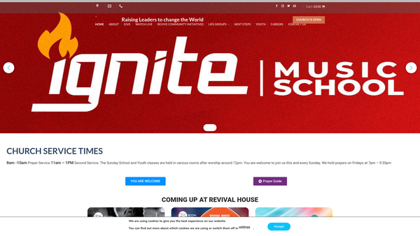 Screenshot of the Revival House website
