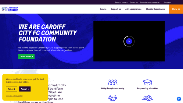 Screenshot of the Cardiff City FC Community Foundation website