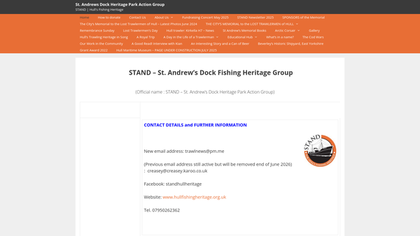 Screenshot of the St Andrews Dock Heritage Park Action Group website