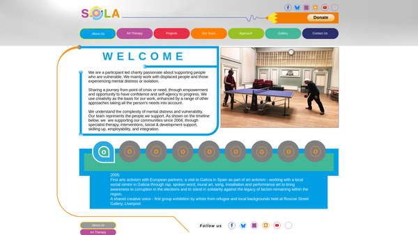 Screenshot of the Sola Arts website