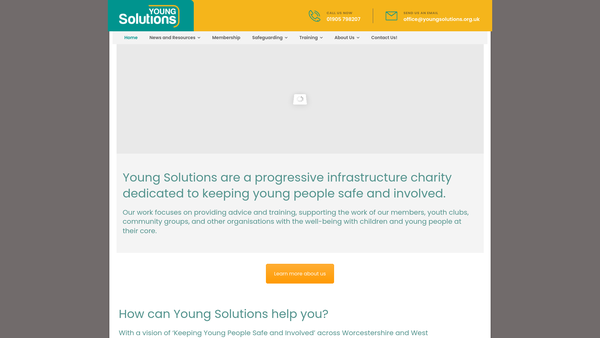 Screenshot of the Young Solutions Worcestershire website