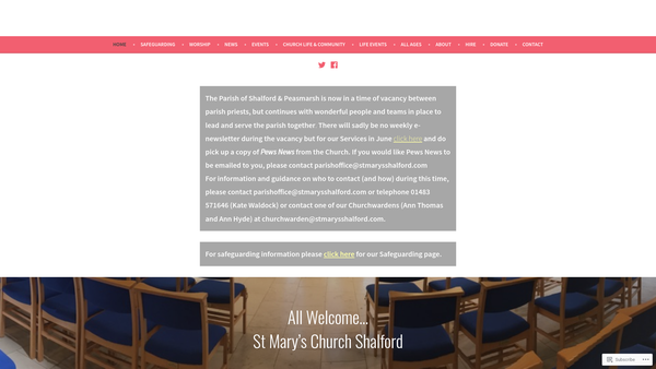 Screenshot of the The Parochial Church Council Of The Ecclesiastical Parish Of Shalford In The Diocese Of Guildford website
