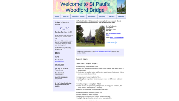 Screenshot of the The Parochial Church Council Of The Ecclesiastical Parish Of St Paul, Woodford Bridge website