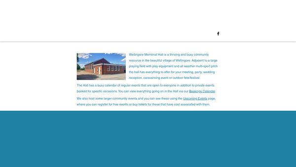 Screenshot of the Wellingore Memorial Hall website