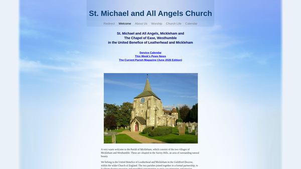 Screenshot of the The Parochial Church Council Of The Ecclesiastical Parish Of Mickleham website